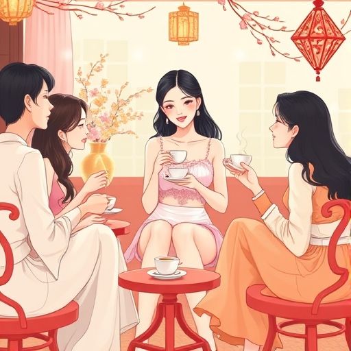 好友围坐品茶的欢乐时光