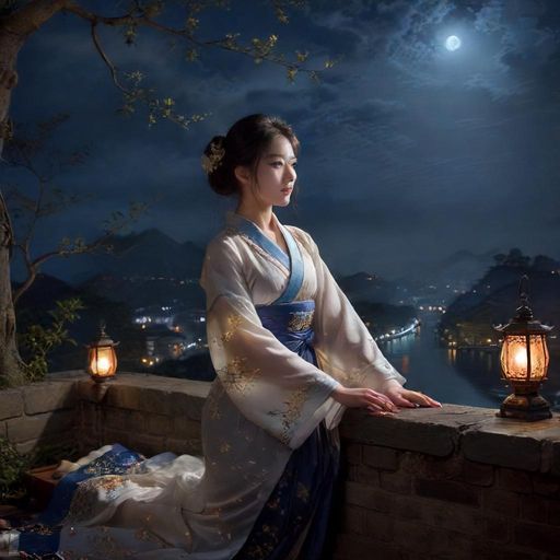 夜晚庭院的美妙景致