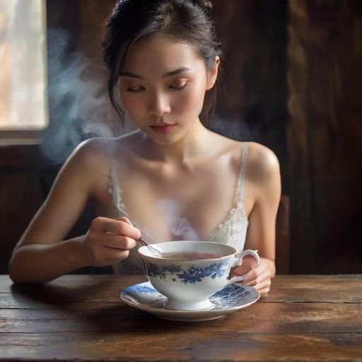 茶杯氤氲热气勾起放松心情