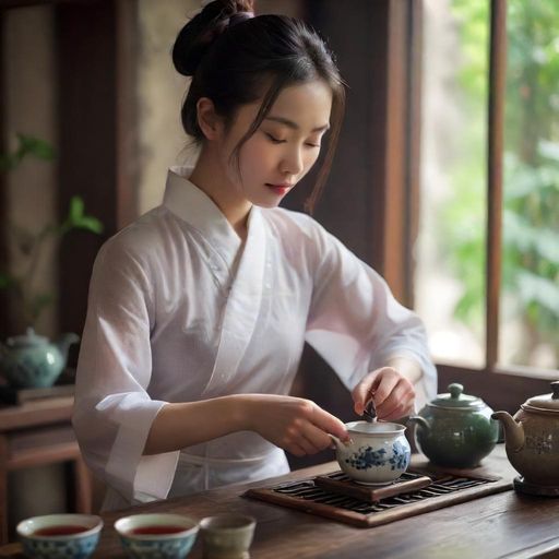 茶艺师优雅泡茶的瞬间