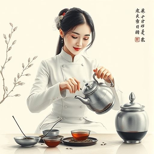 茶艺师优雅冲泡茶叶的瞬间