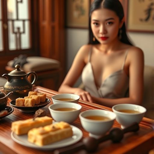精致茶点与茶杯，色香味俱全