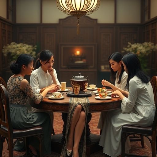 茶友们在茶肆的分享会场景