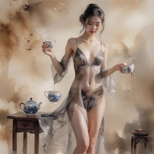 茶汤流动的唯美瞬间