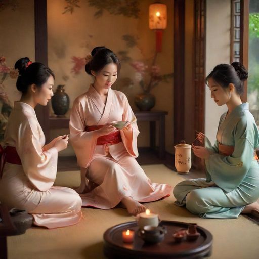 茶艺沙龙的热闹场景