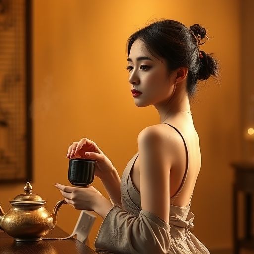 茶艺师专注泡茶