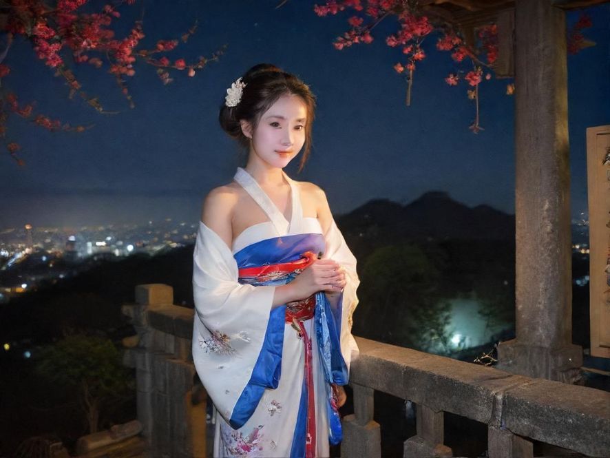 广州夜景霓虹灯下的城市天际线