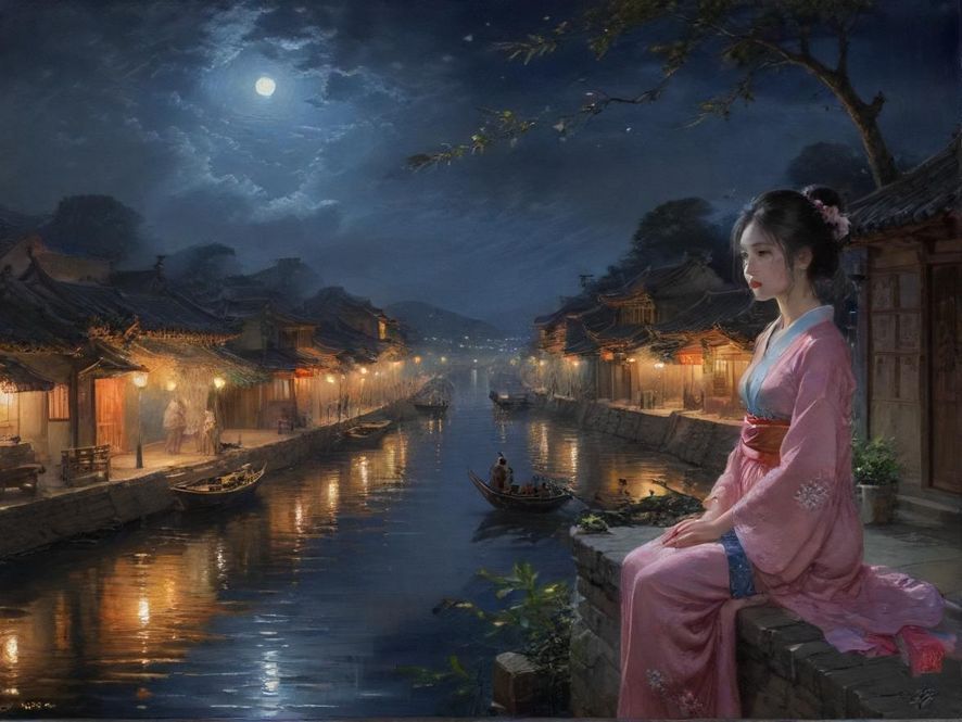 夜幕下的城市公寓一角，窗外是璀璨的城市夜景，室内光线暧昧，营造出私密且富有故事感的场景。
