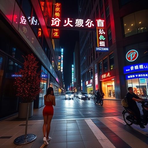 广州夜色下的休闲会所入口