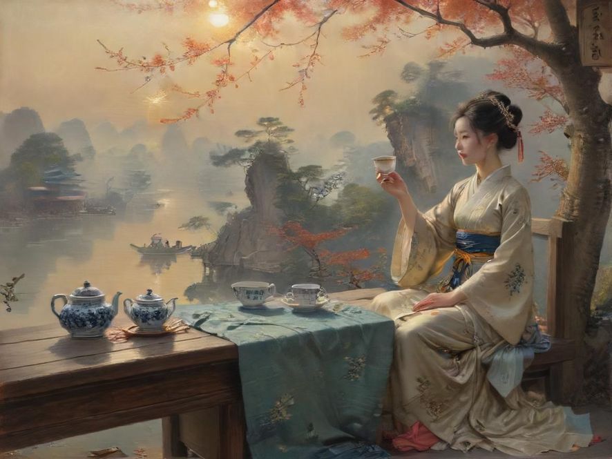 广州茶社内部茶艺展示区