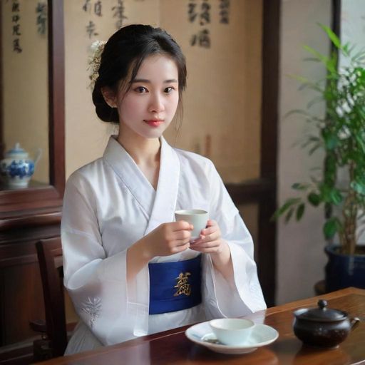一个装修雅致的茶室，灯光柔和，营造出放松的氛围。