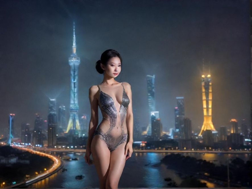 广州夜色下的都市景象