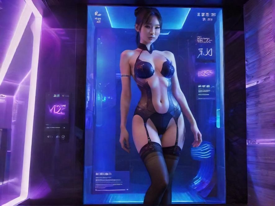 一个展示广深桑拿按摩微信论坛界面的图片，俯视角度，设计充满科技感，显示了用户界面和帖子列表。