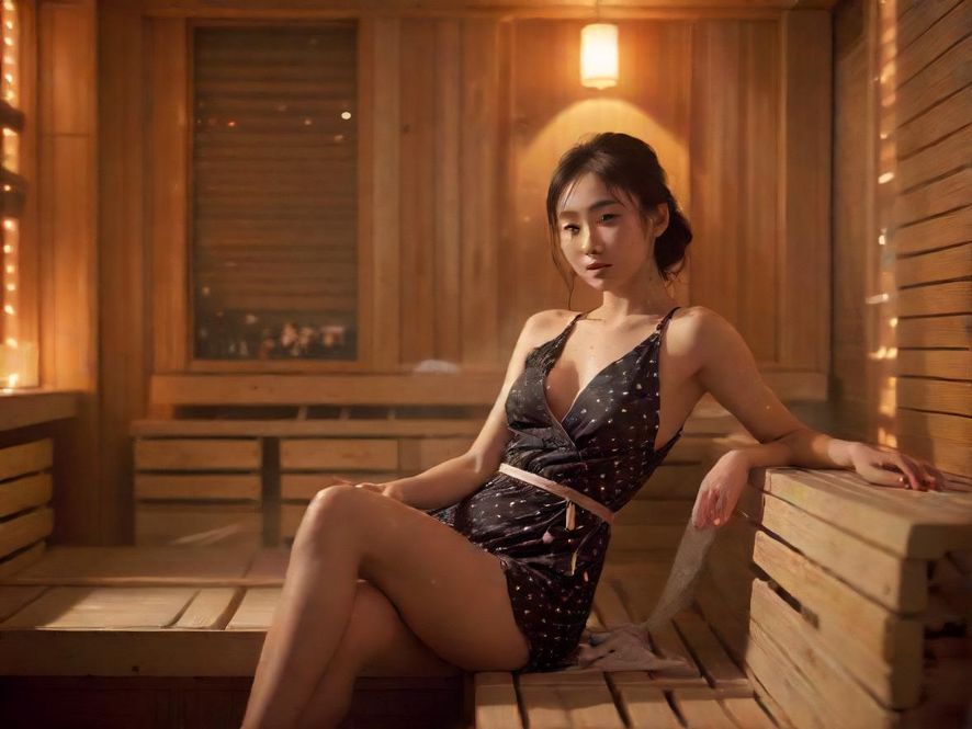 在舒适的桑拿休息区放松身心