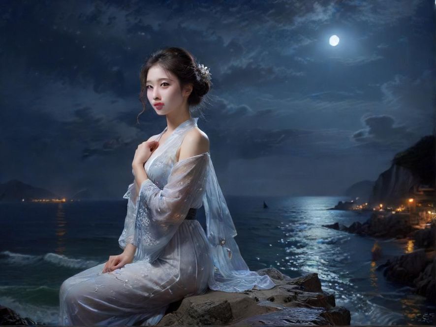 上海夜景中的高端桑拿会所，灯光璀璨，环境奢华