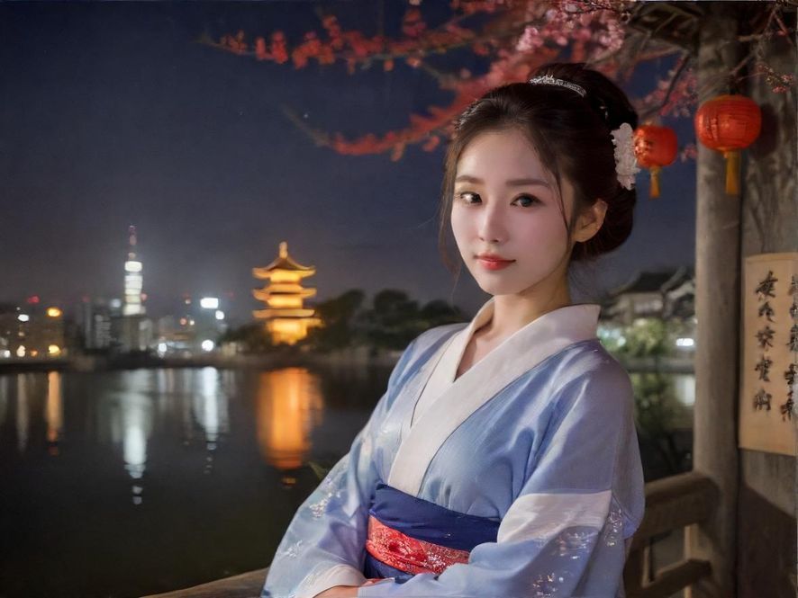 都市夜景下的休闲娱乐场所