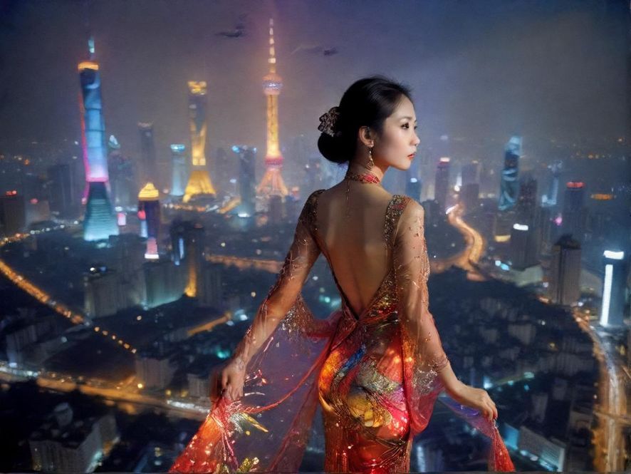 广州百花群附近夜景