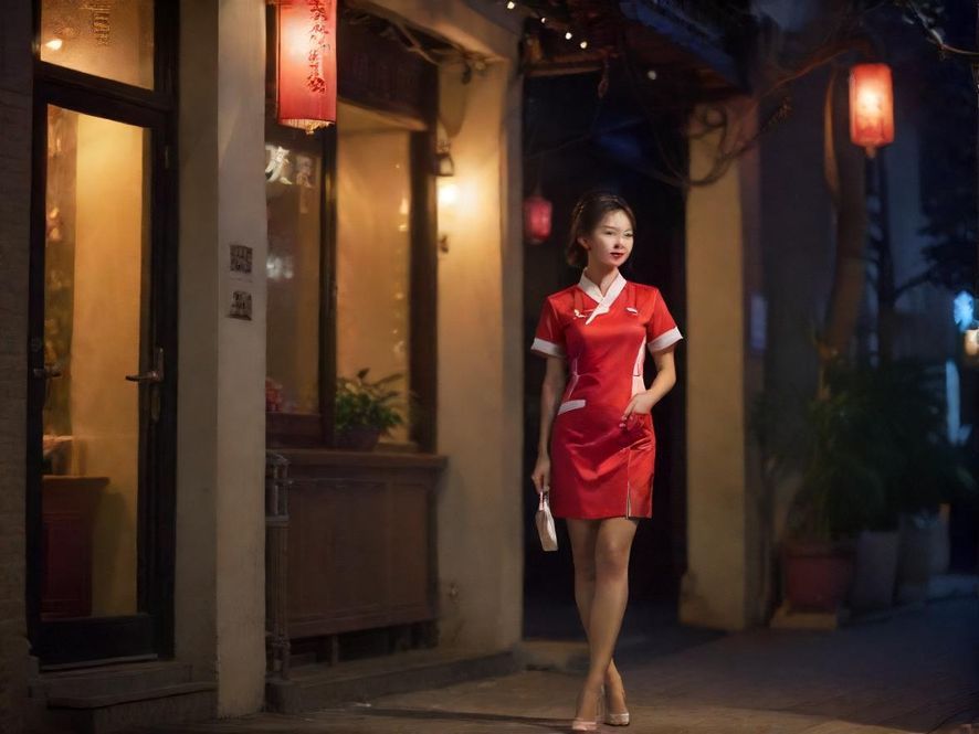 深圳夜晚街头，一家散发着柔和灯光的休闲场所入口
