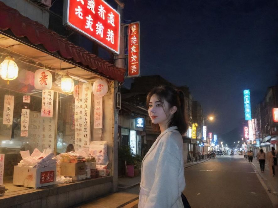 广州老字号桑拿店夜景外观