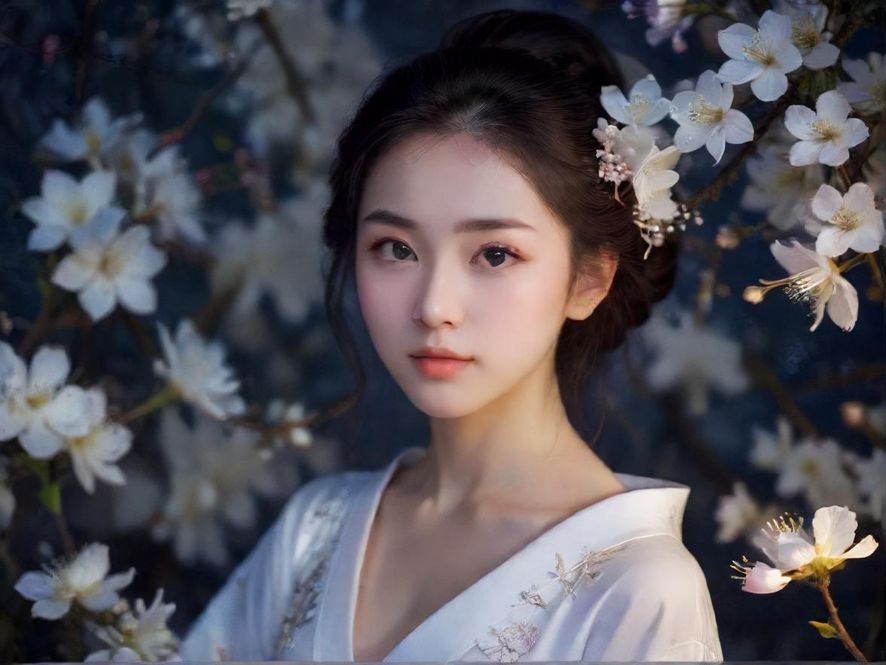 白花丛夜场布局-艺术风-夜晚灯光-花海氛围